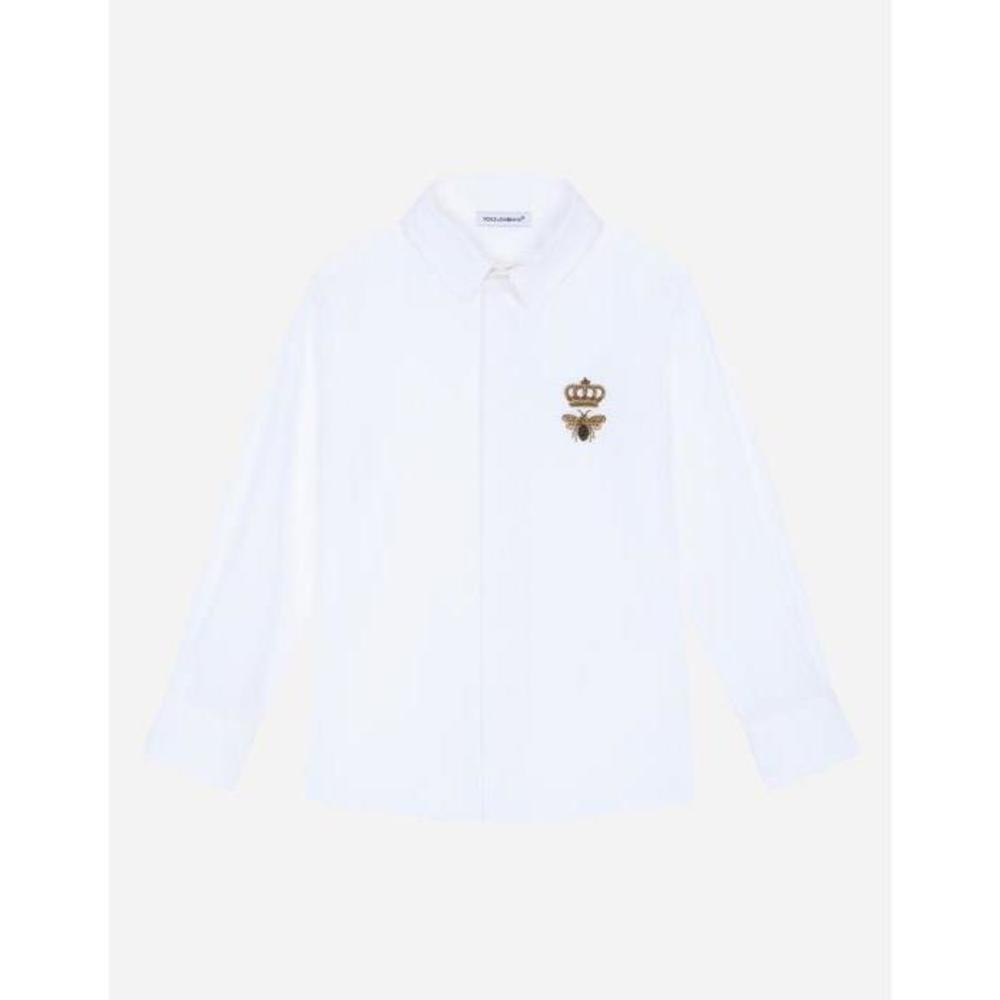 돌체앤가바나 유아동 남아 티셔츠 맨투맨 Poplin shirt with bee embellishment L43S14G7YFMW0800