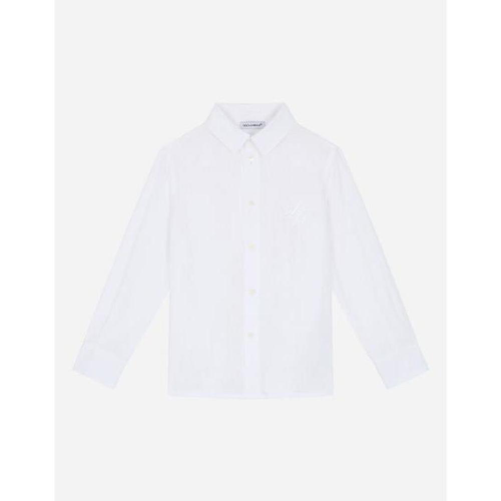 돌체앤가바나 유아동 남아 티셔츠 맨투맨 Linen shirt with DG embroidery L42S70G7YEAW0800