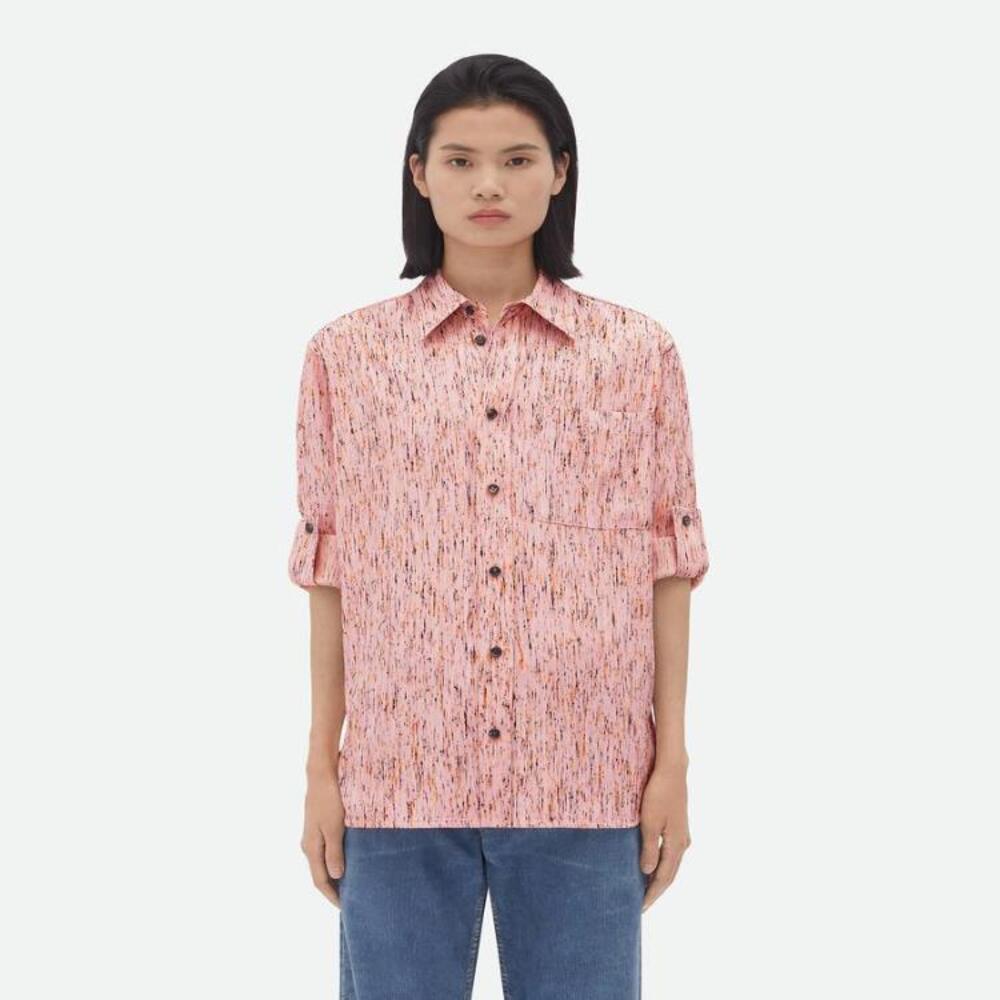 보테가베네타 여성 블라우스 셔츠 Textured Viscose Stripe Shirt With BV Embroidery 791987V3ZU05103