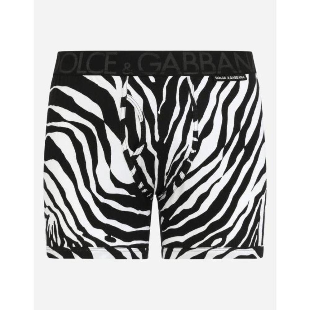 돌체앤가바나 남성 언더웨어 파자마 Long leg stretch cotton boxers with zebra print M4D07JFSGWIHWAGN