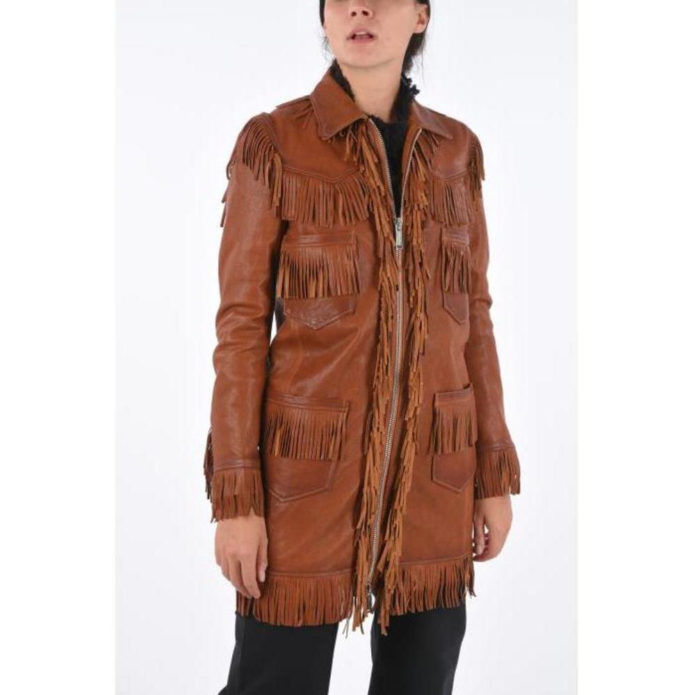 디스퀘어드 여성 아우터 Leather Jacket with Fringes P328954