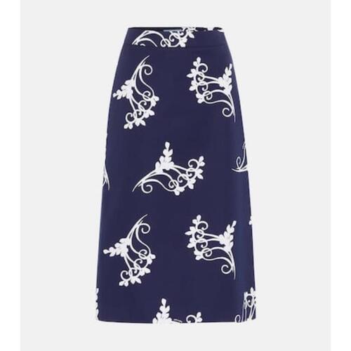 프라다 여성 스커트 Printed high rise cotton midi skirt P00461487