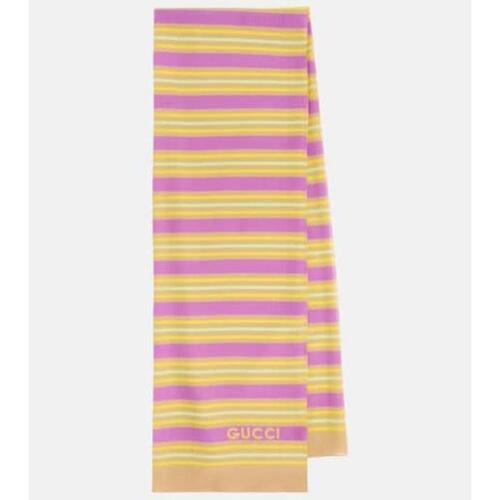구찌 여성 스카프 숄 Striped silk&amp;cotton scarf P00938381