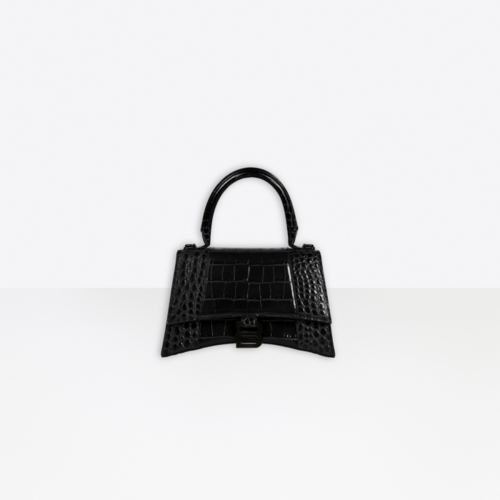 발렌시아가 여성 토트백 탑핸들백 Womens Hourglass Small Handbag Crocodile Embossed in Black 5935461LR671000