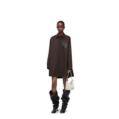 로에베 여성 코트 Trapeze coat in wool&amp;cashmere Dark Chocolate Brown S359Y01X98-3531