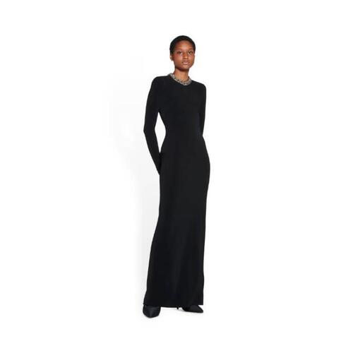 발렌시아가 여성 원피스 Womens Maxi Crewneck Dress in Black 725091TMO701000