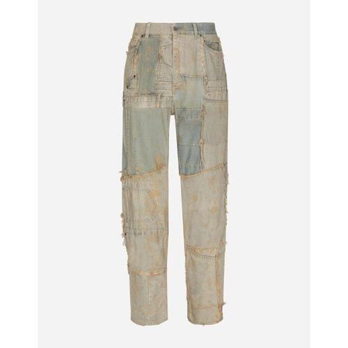 돌체앤가바나 남성 바지 데님 Straight leg patchwork denim jeans GVDIXDGF967S9001