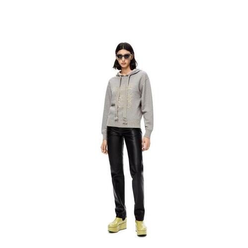 로에베 여성 후드티후드집업 LOEWE Anagram regular fit hoodie in cotton Grey Melange S359Y25X07-1440