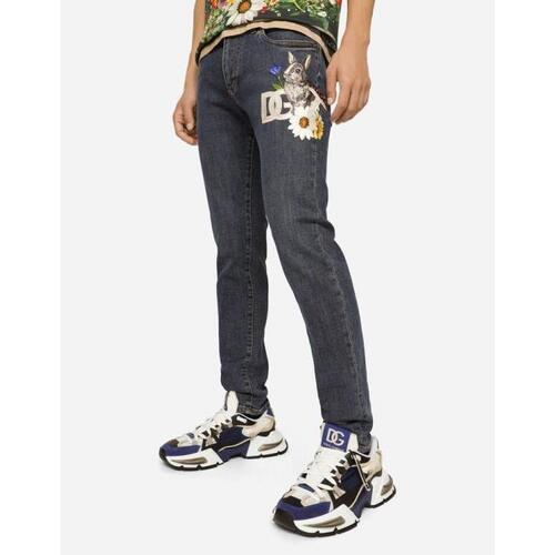 돌체앤가바나 남성 바지 데님 Slim fit stretch denim jeans with DG patch I4160MG8IT3S9001