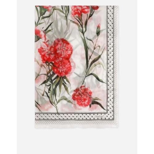 돌체앤가바나 여성 스카프 숄 Carnation print silk scarf (120 x 200) 158059579737161