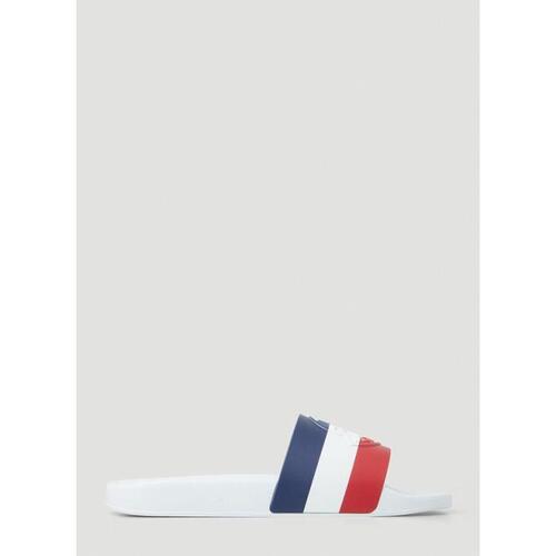 몽클레르 남성 샌들 슬리퍼 Logo Stripe Slides in White H109A4C00070 01A49 002