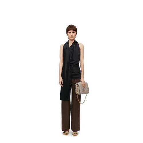 로에베 여성 바지 데님 Pyjama trousers in silk Dark Chocolate Brown S359Y04XBU-3531
