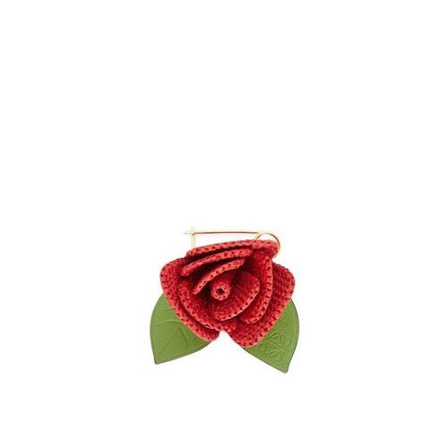 로에베 여성 키링 가죽소품 Rose pin in raffia&amp;brass Red C621232XDL-7100
