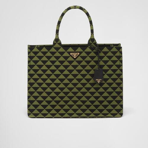 프라다 남성 토트백 탑핸들백 2VG099_2FKL_F0G5R_V_OOO Prada Symbole embroidered fabric tote bag