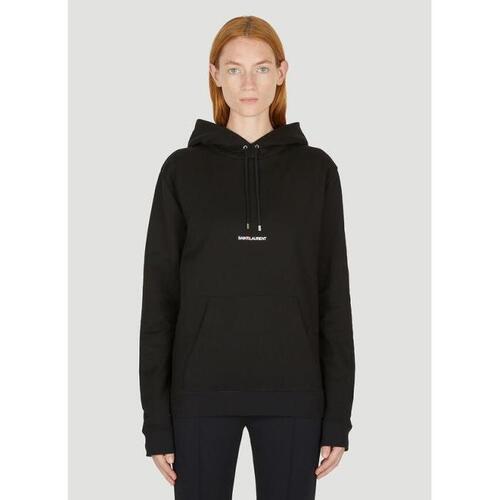 생로랑 여성 후드티후드집업 Logo Embroidered Hooded Sweatshirt in Black 677256 YB2EZ 1035