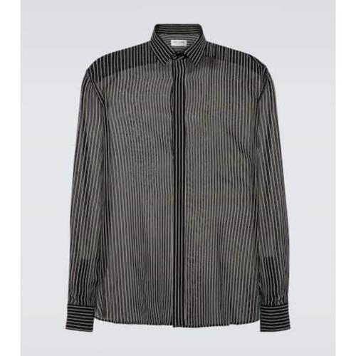 생로랑 남성 셔츠 Pinstripe silk georgette shirt P00884175