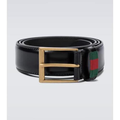 구찌 남성 벨트 Leather belt with Web P00533671