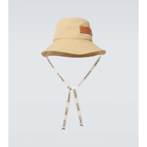 로에베 남성 모자 Paulas Ibiza leather trimmed canvas bucket hat P00944248
