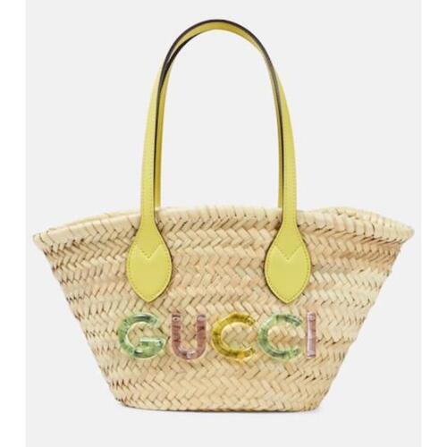 구찌 여성 토트백 탑핸들백 Small logo straw basket bag P00938389