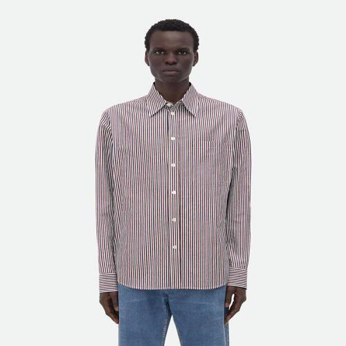 보테가베네타 남성 셔츠 Striped Cotton Shirt With BV Embroidery 786340V3ZD06047