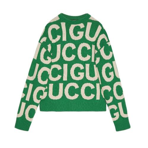 구찌 남성 니트웨어 763672 XKDLV 3521 Wool jumper with Gucci intarsia