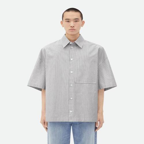 보테가베네타 남성 셔츠 Striped Cotton Overshirt With BV Embroidery 789370V3ZA01160