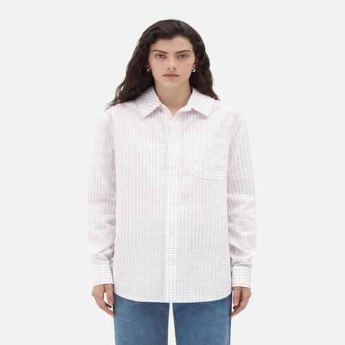 보테가베네타 여성 블라우스 셔츠 Crisp Cotton Silk Check Bandana Shirt 767213V3PT09060