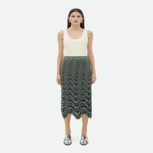보테가베네타 여성 스커트 Textured Viscose Skirt With Weaved Fringes 784597V3WD01881