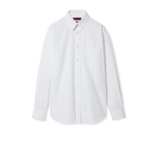 구찌 남성 셔츠 787538 ZAQQS 9000 Cotton poplin shirt with Gucci detail