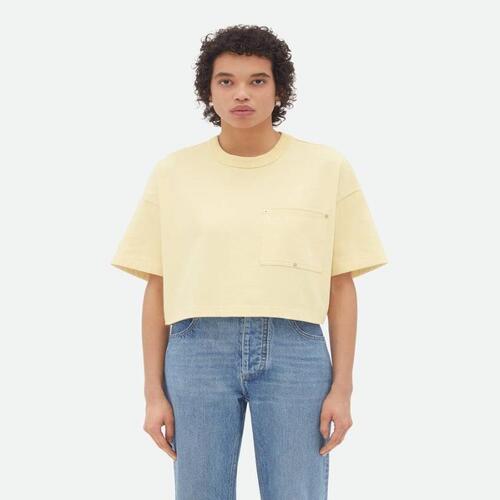 보테가베네타 여성 블라우스 셔츠 Jersey Cropped T Shirt With V Pocket 777597VKLZ07361