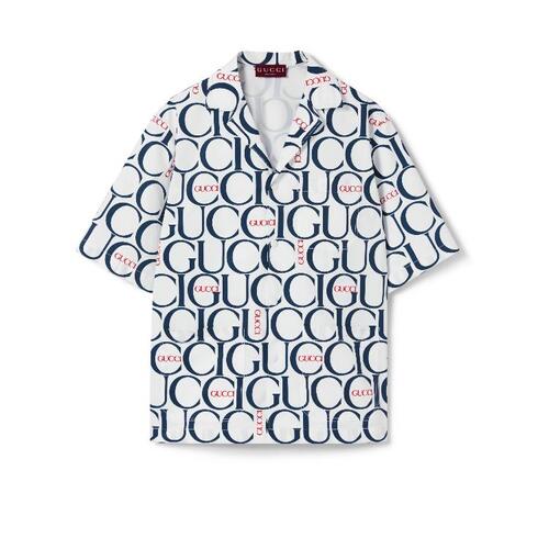 구찌 남성 셔츠 790723 ZAQL4 9059 Maxi Gucci print fabric shirt