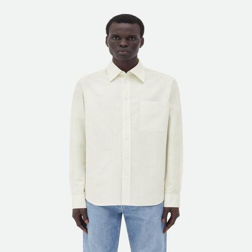 보테가베네타 남성 셔츠 Cotton Linen Check Shirt With BV Embroidery 786340V40J02716