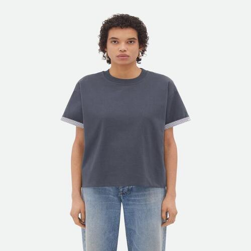 보테가베네타 여성 블라우스 셔츠 Double Layer Striped Cotton T Shirt 753811V39G01312