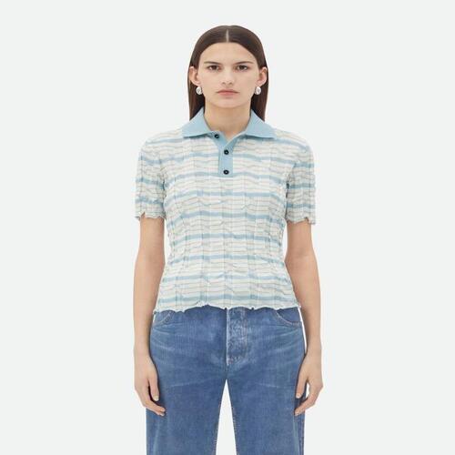 보테가베네타 여성 블라우스 셔츠 Distorted Stripe Cotton Polo 785406V3WJ09074