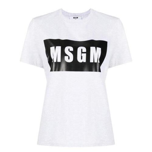 MSGM 여성 블라우스 셔츠 로고 프린트 티셔츠 2000MDM520200005