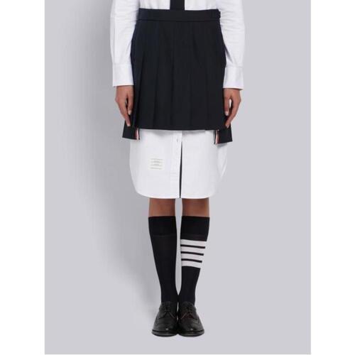 톰브라운 여성 스커트 Navy School Uniform Plain Weave Grosgrain Stripe Dropped Back Pleated Mini Skirt FGC402A-02872-415