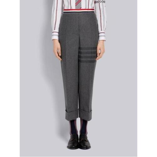 톰브라운 여성 바지 데님 Medium Grey Wool Flannel Grosgrain Stripe Waistband Classic Backstrap Trouser FTC419A-06393-035