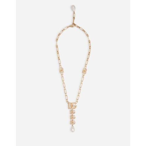 돌체앤가바나 여성 목걸이 Necklace with DG logo pendant and pearl embellishment WNN6P3W1111ZOO00