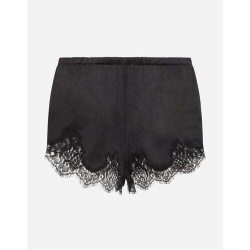 돌체앤가바나 여성 언더웨어 파자마 Satin lingerie shorts with lace detailing O3A02TFUAD8N0000