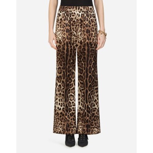 돌체앤가바나 여성 바지 데님 Leopard print satin pajama pants FTAMPTFSAXYHY13M