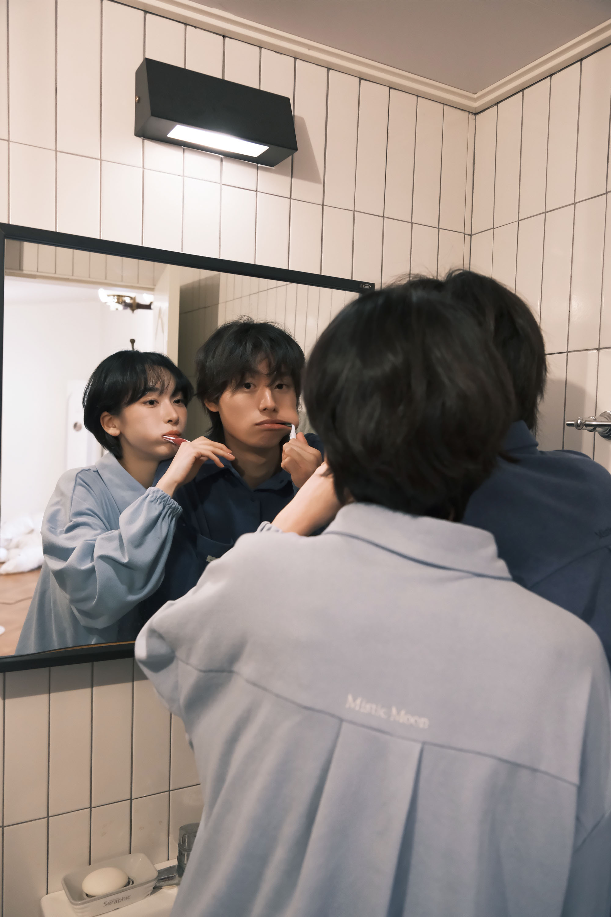 Unisex) cozy moon pajama set (navy) | ファッション通販サイト NUGU