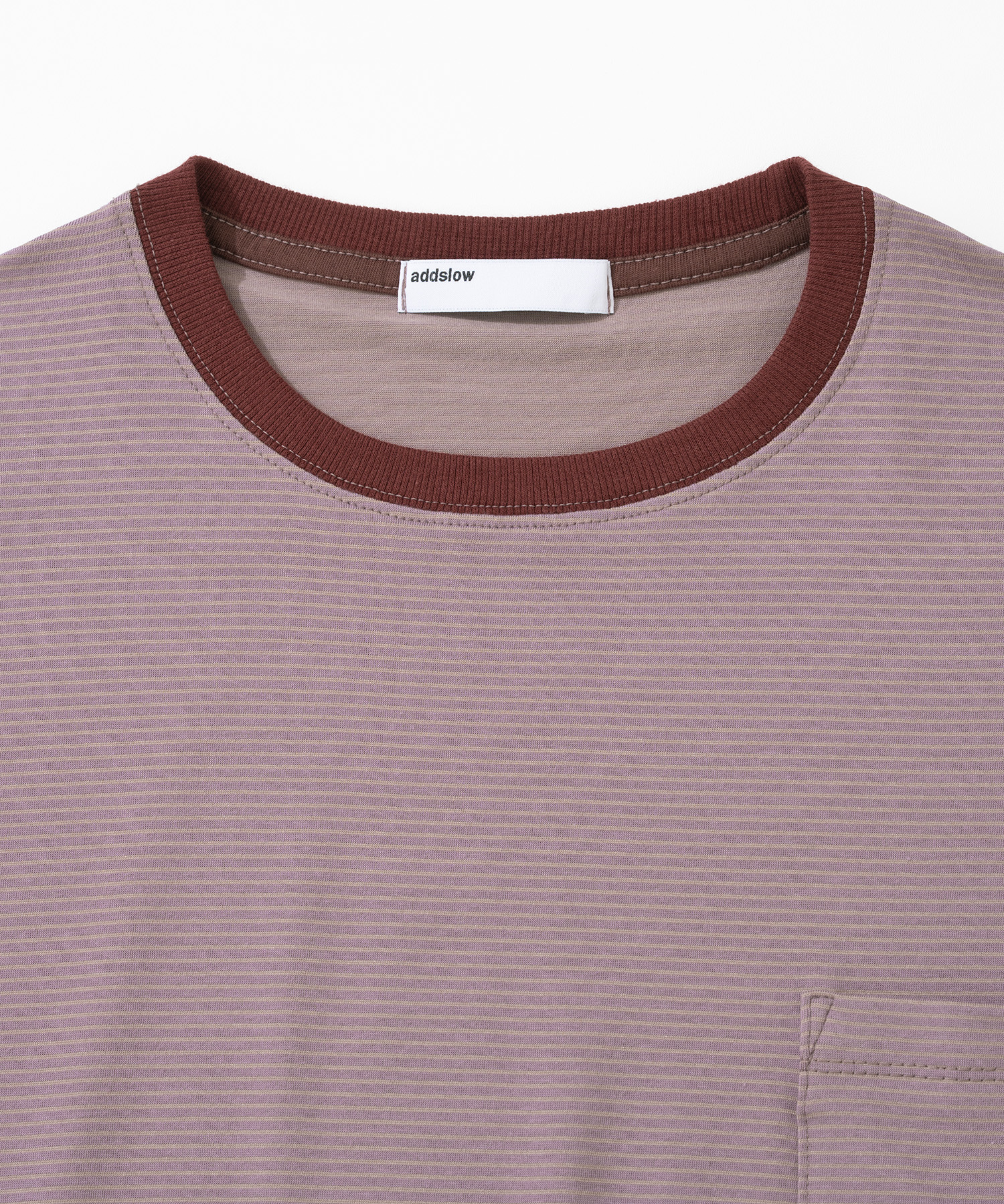 Stripe Pocket T-Shirt (Purple) - addslow 애드슬로우
