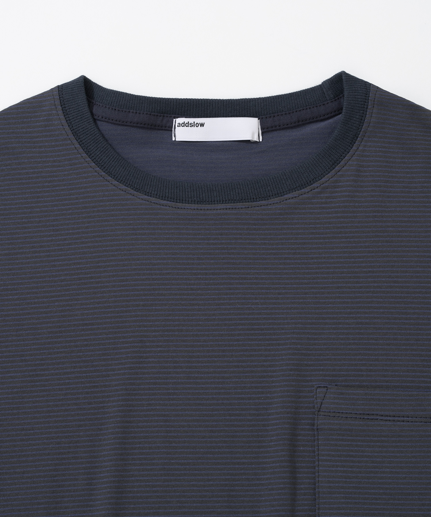 Stripe Pocket T-Shirt (Navy) - addslow 애드슬로우