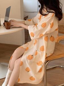 오렌지 잠옷  원피스잠옷 여성가운 파자마