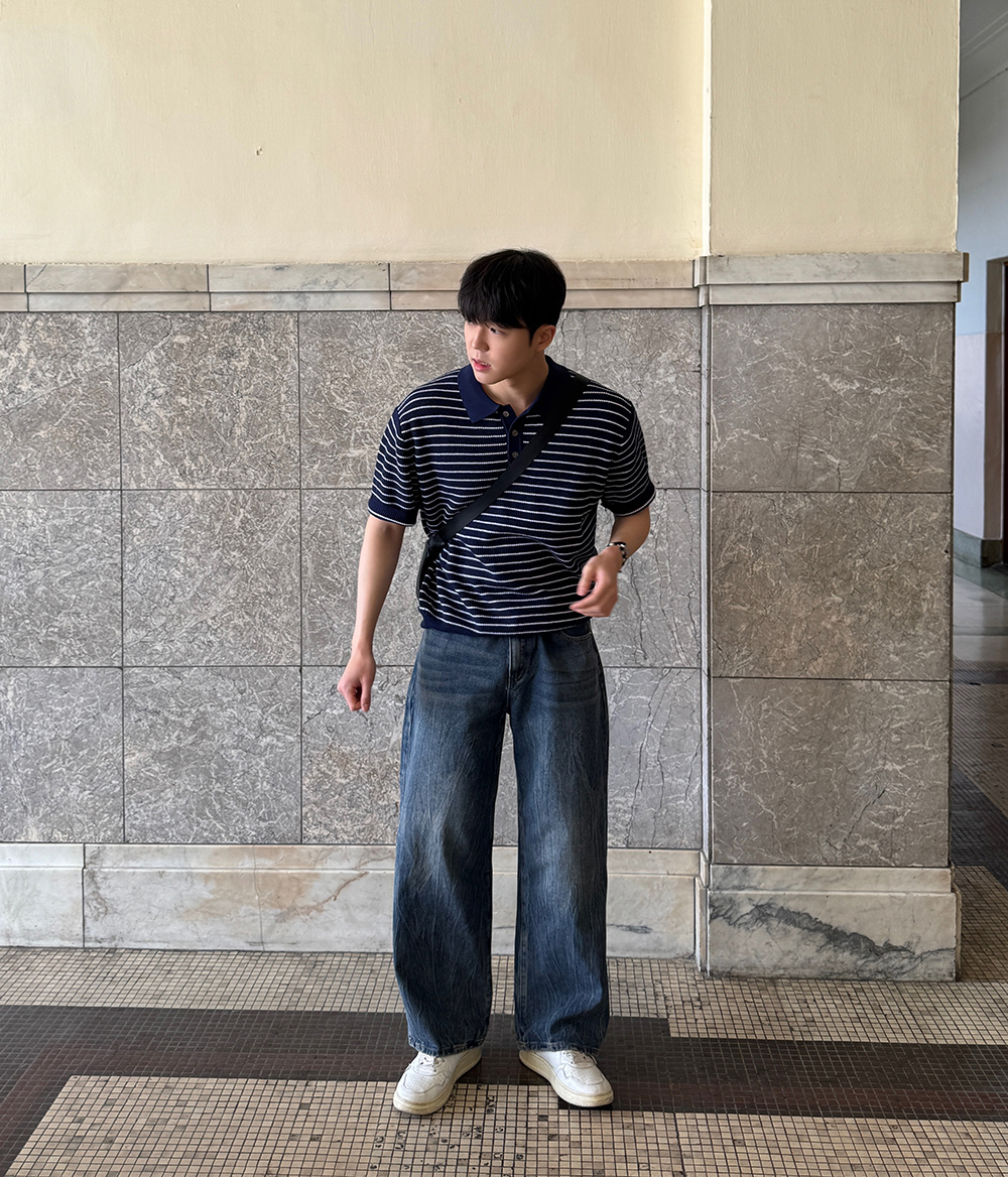 반팔 티셔츠 모델 착용 이미지-S44L15