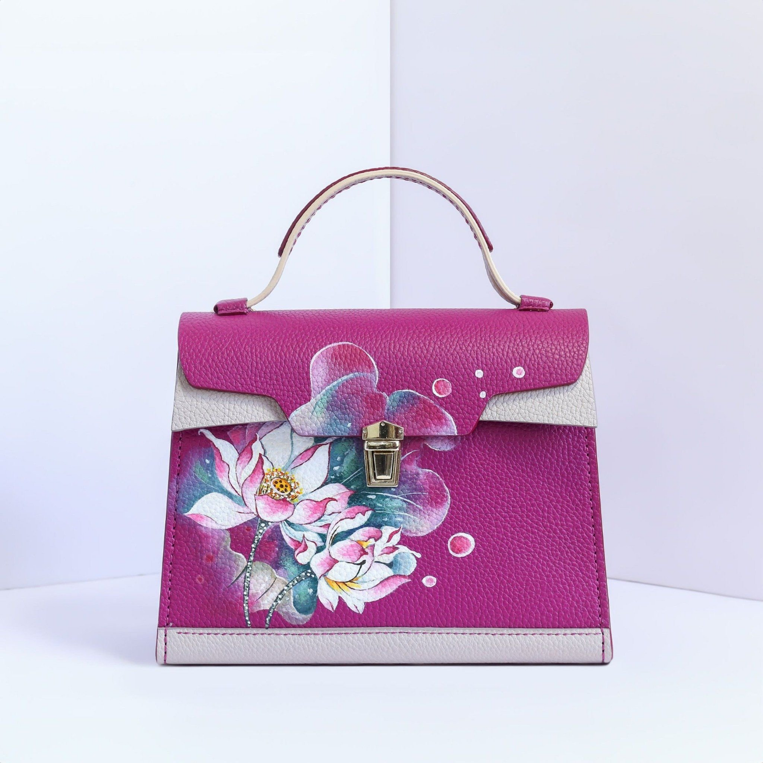 Handmade Tiffany Lotus Hand Bag/Shoulder Bag