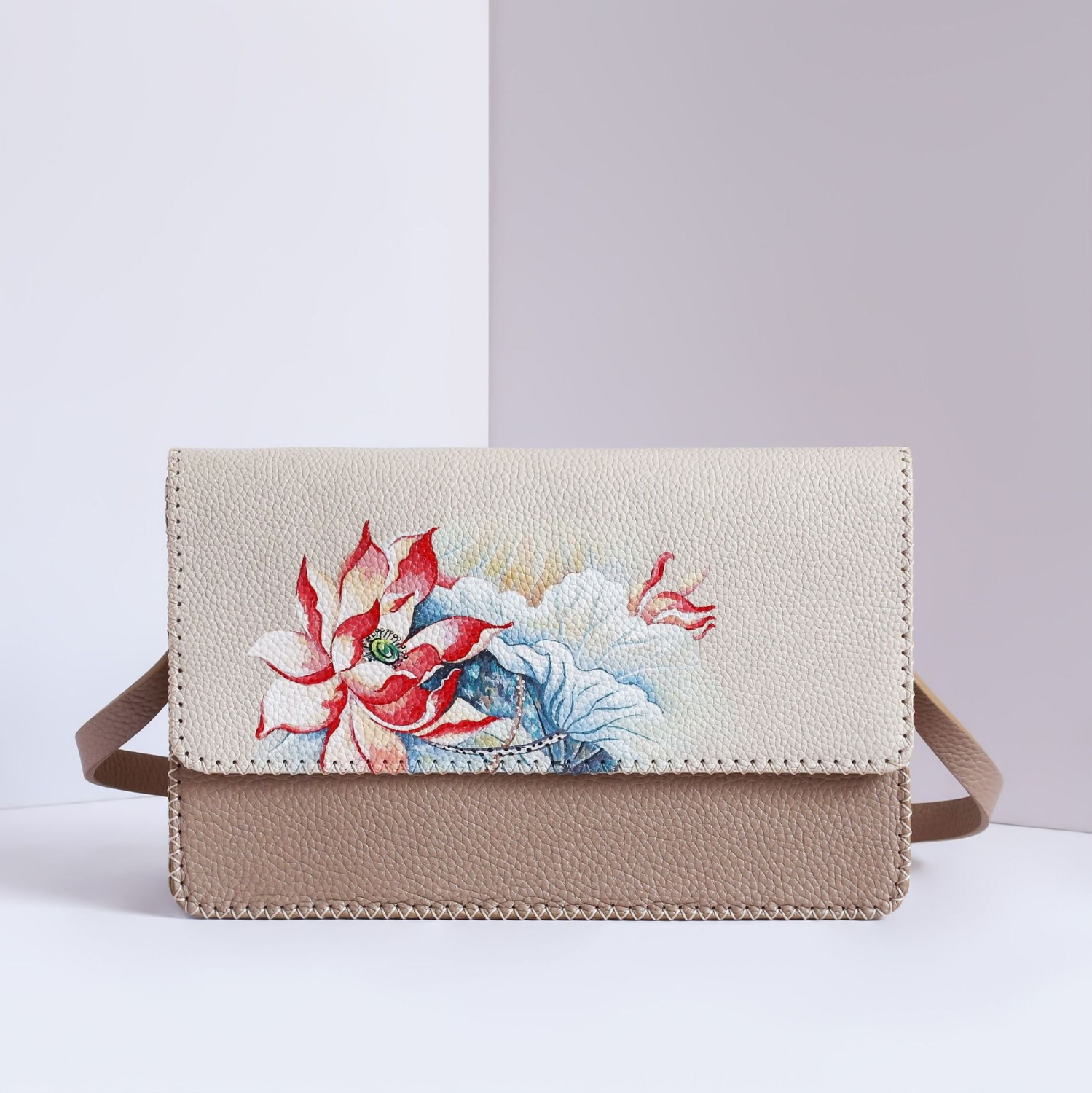 Handmade Lotus Elegance Shoulder Bag