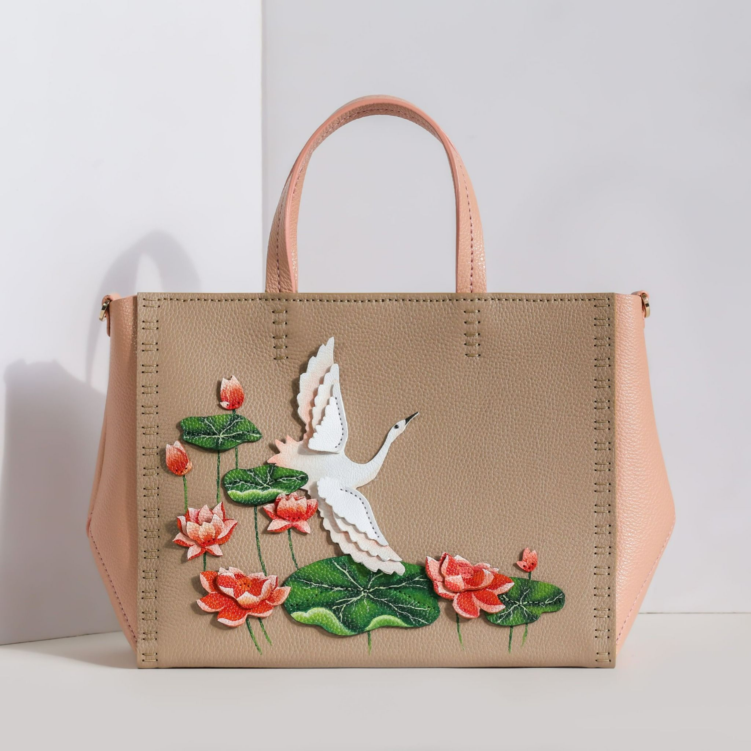 Handmade Lily Crane Tote Bag