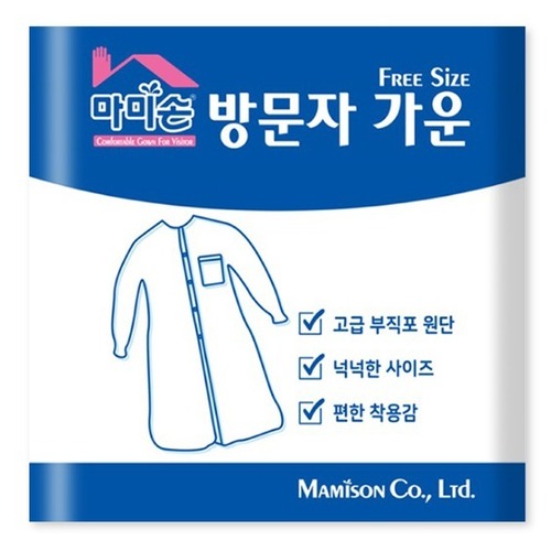 마미손 일회용 부직포 방문자 실험실 방진 박역용 가운 고중량 40g 백색 1매