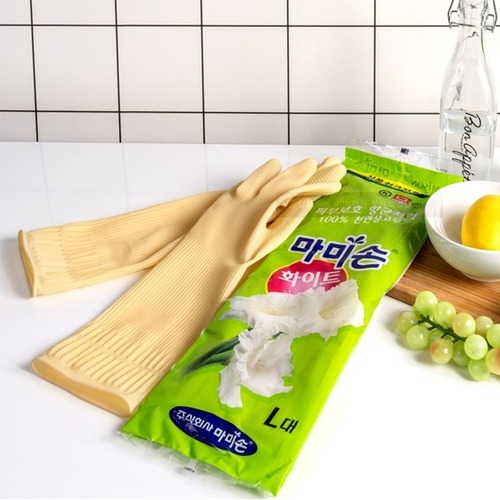 마미손 식품용 조리용 대형 고무장갑 화이트 L